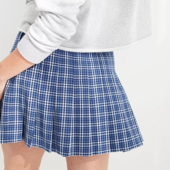 Aerie Class Act Plaid Skirt Blue Size XL - Picture 5 of 6